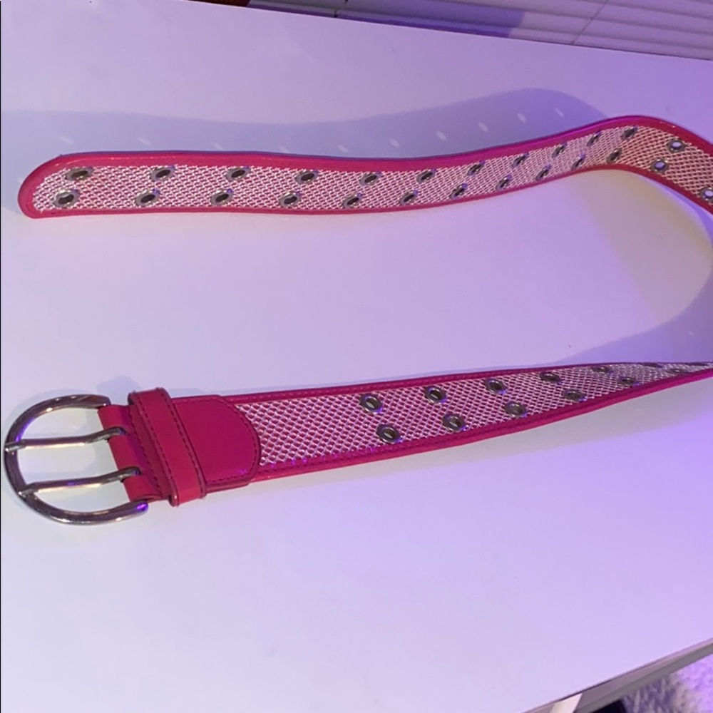 Pink leather belt